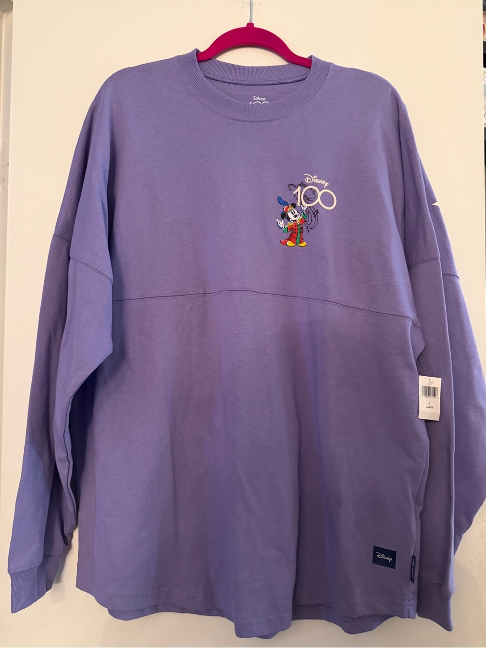 Disney spirit Jersey Purple Mickey 100th Anniversary Long Sleeve Top size L